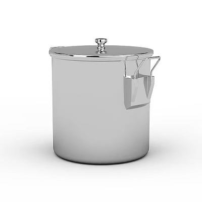 Silver Metal Locker With Lid And Side Pocket For Home Office Storage 3d model