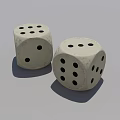 Two White Dice With Black Dots For Household Decorative And Gaming Use