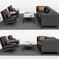 Modern Living Room Sofa Coffee Table Set With Armchairs Pillows And Magazines