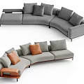 Modern Irregular Shaped Sofa In Grey With Soft Cushions And Accent Pillows 3d model