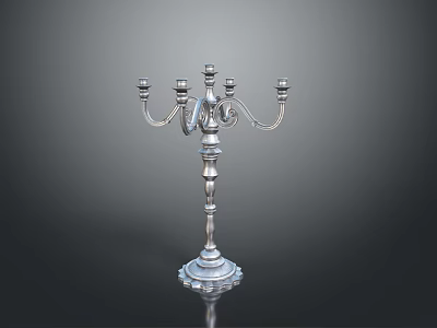 Elegant Silver Candelabra with Multi Armed Classical Design and Decorative Base 3d model