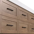 Modern Wooden Bathroom Vanity With White Countertop Faucet And Multiple Drawers