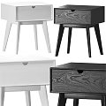 Modern Wooden Bedside Table With Drawer And Round Knob Slender Legs