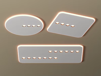 Modern Ceiling Lights with Sleek Oval Square Rectangular Designs and LED Light Holes 3d model