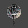 Futuristic Mechanical Device With Metallic Circular Base And Blue Glowing Lights
