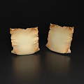 Two Piece Beige Wrinkled Decorative Pillow Set With Shiny Surface On Black Background