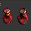 Kids Red Boxing Gloves With Cartoon Elements White Accents And Blue Details