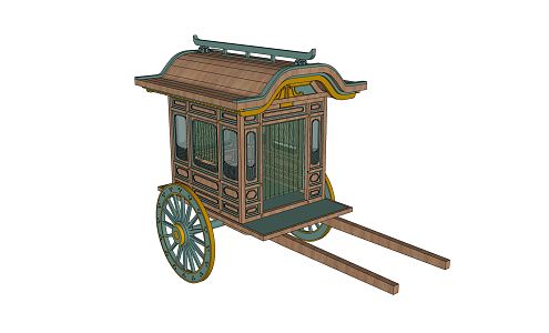 Chinese Style Carriage of the Tang Dynasty 3d model