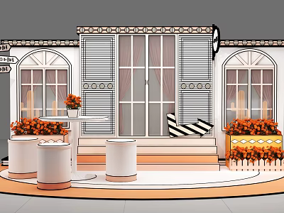 Orange Comic Line Street View Meichen 3d model