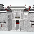 Traditional Ancient Architecture With Overhanging Eaves Gray Brick Walls And Carved Windows