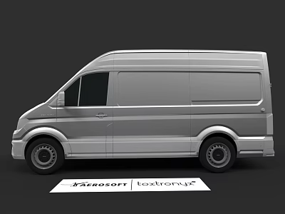 Silver Renault Master Bus With Box Truck Exterior Design Features 3d model