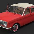 Red Vintage Car With Cream White Roof And Classic Retro Design