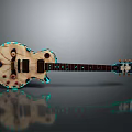 Modern Electric Guitar With Unique Wooden Body Decorative Design And Reflection For Daily Use