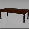 Sturdy Red Wooden Dining Table With Long Surface And Elegant Carved Legs