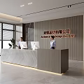 Modern company front desk background wall reception area bar desk reception desk hall simple lobby 3d model