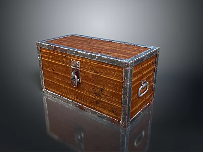 Classic Wooden Storage Trunk With Durable Metal Trim Secure Lock And Convenient Handle 3d model