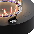 Modern Circular Fireplace Design With Open Flames And Black Base Interior 3d model