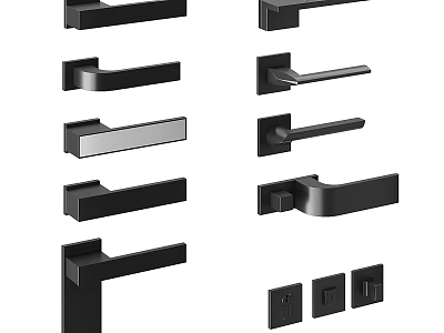 Modern Door Handles With Various Contemporary Designs And Different Shapes For Home Use 3d model