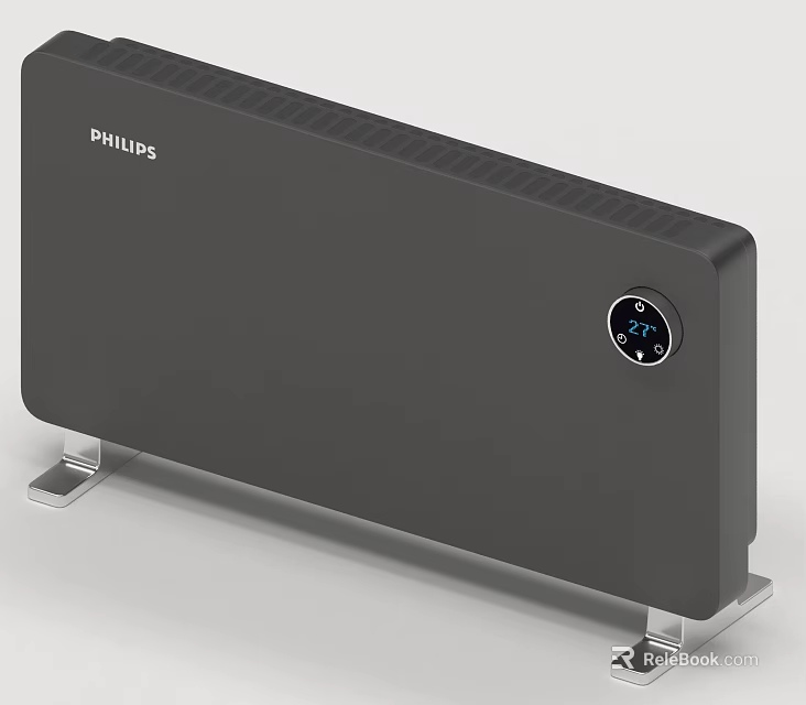 Philips Modern Electric Radiator With Digital Control Panel And Gray Finish 3d model