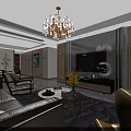 Modern Luxury Living And Dining Room With Exquisite Gold Chandelier And Comfortable Home Furnishings