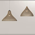 Quiet wind rattan chandelier 3d model