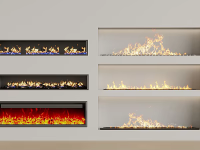 Modern Built in Fireplace Designs With Burning Flames And Various Styles 3d model