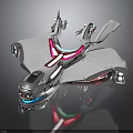 Futuristic Spaceship Design With Streamlined White Body And Red Blue Accents For Space Exploration
