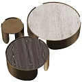Modern Round Coffee Tables With Brass Frame And Black Wood Top Design