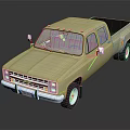Vintage Yellow Chevrolet Pickup Truck With Double Cab And Black Bed