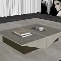 Modern Coffee Table With Stone Top And Metal Base On Living Room Rug