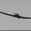 Modern Tactical Sword Weapon With Black Metallic Blade And Decorative Handle Design