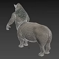 Artistic Standing Rhino Figure With Intricate Tattoo Patterns On Muscular Body