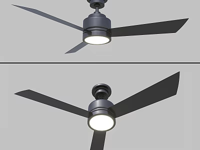 Modern Ceiling Fan With Black Blades And Integrated LED Light Fixture Metal Design 3d model