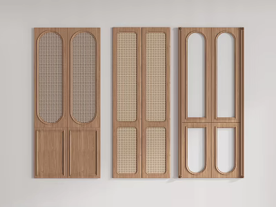 Stylish Wooden Wardrobe Doors With Various Grid Patterns And Glass Panels Modern Design 3d model