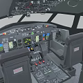 Modern Aircraft Cockpit Interior With Dashboard Controls And Pilot Seats