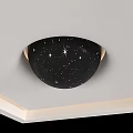 Stylish Ceiling Design Featuring Black Circular Panel With Star Patterns And Elegant Decorative Lighting 3d model