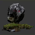 Natural Stone Rockery Decorative Ornament With Green Moss And Base