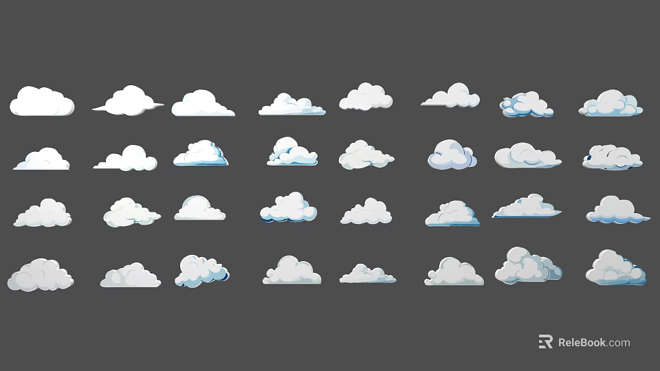 Creative Wall Design Featuring Various Cloud Patterns In Different Shapes 3d model 
