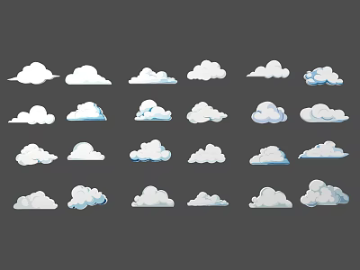 Creative Wall Design Featuring Various Cloud Patterns In Different Shapes 3d model