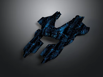 Black And Blue Irregular Structural Components With Abstract Design Features 3d model