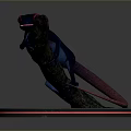 Vibrant Blue Reptile Lizard Red Eyes Tail Perched On Black Branch Circular Base Red Edge