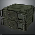 Military Weapon System Equipment With Green Rugged Case Stacked Display Panels And Tactical Interfaces