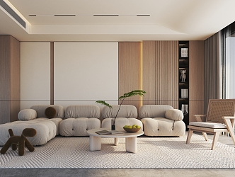 Modern Living Room Minimalist Cream Living Room 3d model