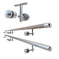 Modern Metal And Wooden Handrails With Decorative Brackets And Sleek Design