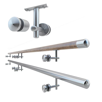 Modern Metal And Wooden Handrails With Decorative Brackets And Sleek Design 3d model