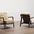 Accent Chairs with Wooden Frame Patterned Fabric Solid Cushion on Wood Floor Against White Blinds