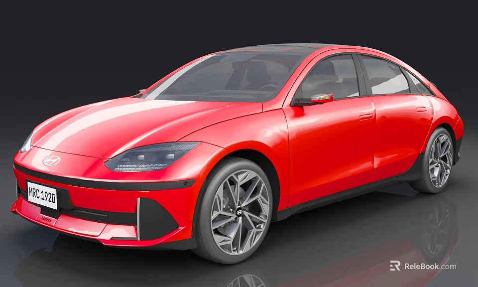 Red Modern Electric Sedan With Sleek Exterior And Sporty Alloy Wheels 3d model 