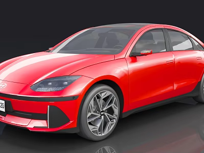 Red Modern Electric Sedan With Sleek Exterior And Sporty Alloy Wheels 3d model