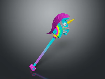 Colorful Unicorn Shaped Household Item With Purple Mane And Rainbow Horn Long Handle Pink Base 3d model