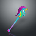 Colorful Unicorn Shaped Household Item With Purple Mane And Rainbow Horn Long Handle Pink Base